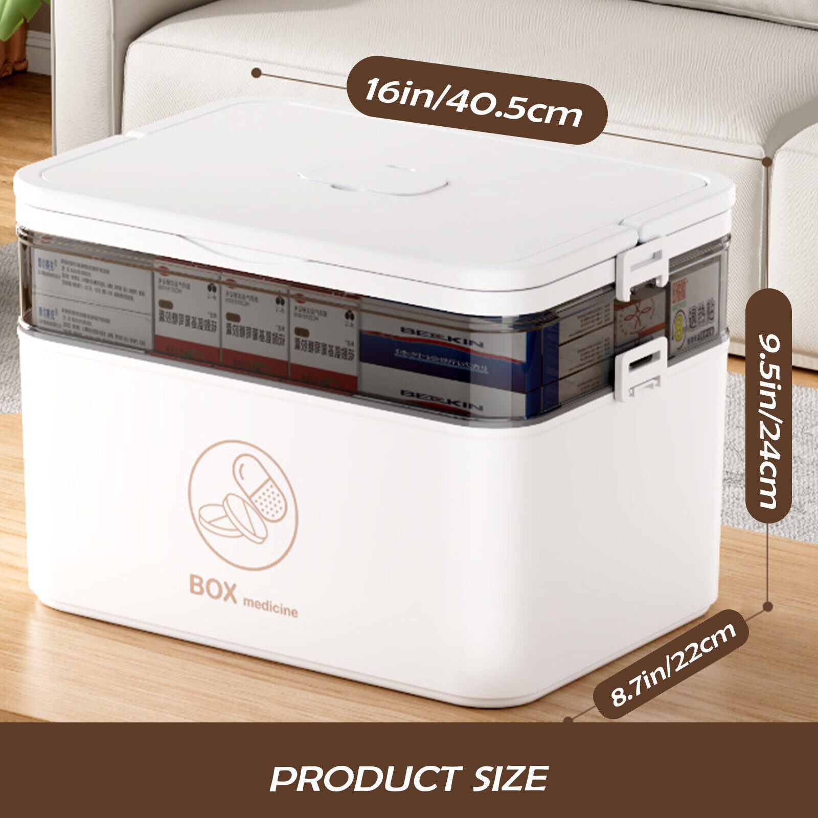 Medicine Storage Box Portable Medication Storage Large-Capacity Medicine Box UK--L