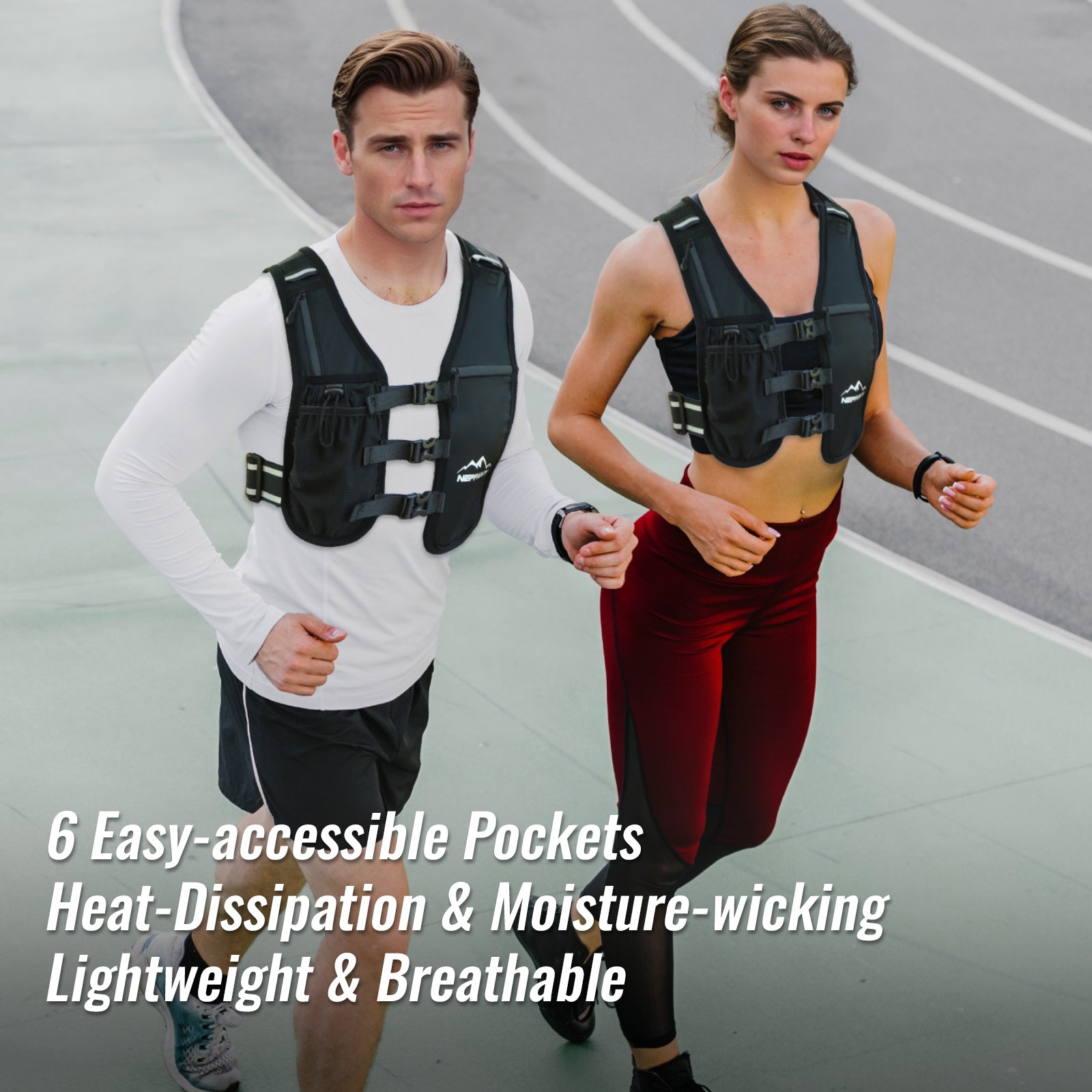 Nepfaivy Running Vest Women And Men  Reflective Running Vest With 6 Pockets  Waterproof Phone Holder  Adjustable Waist & Chest Band  Lightweight Hydration Running Vest For Outdoor Running Cycling