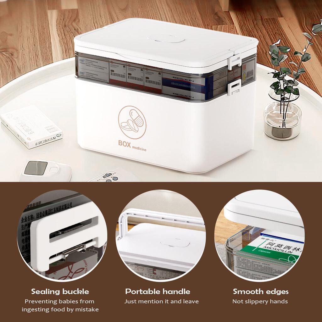 Medicine Storage Box Portable Medication Storage Large-Capacity Medicine Box UK--L