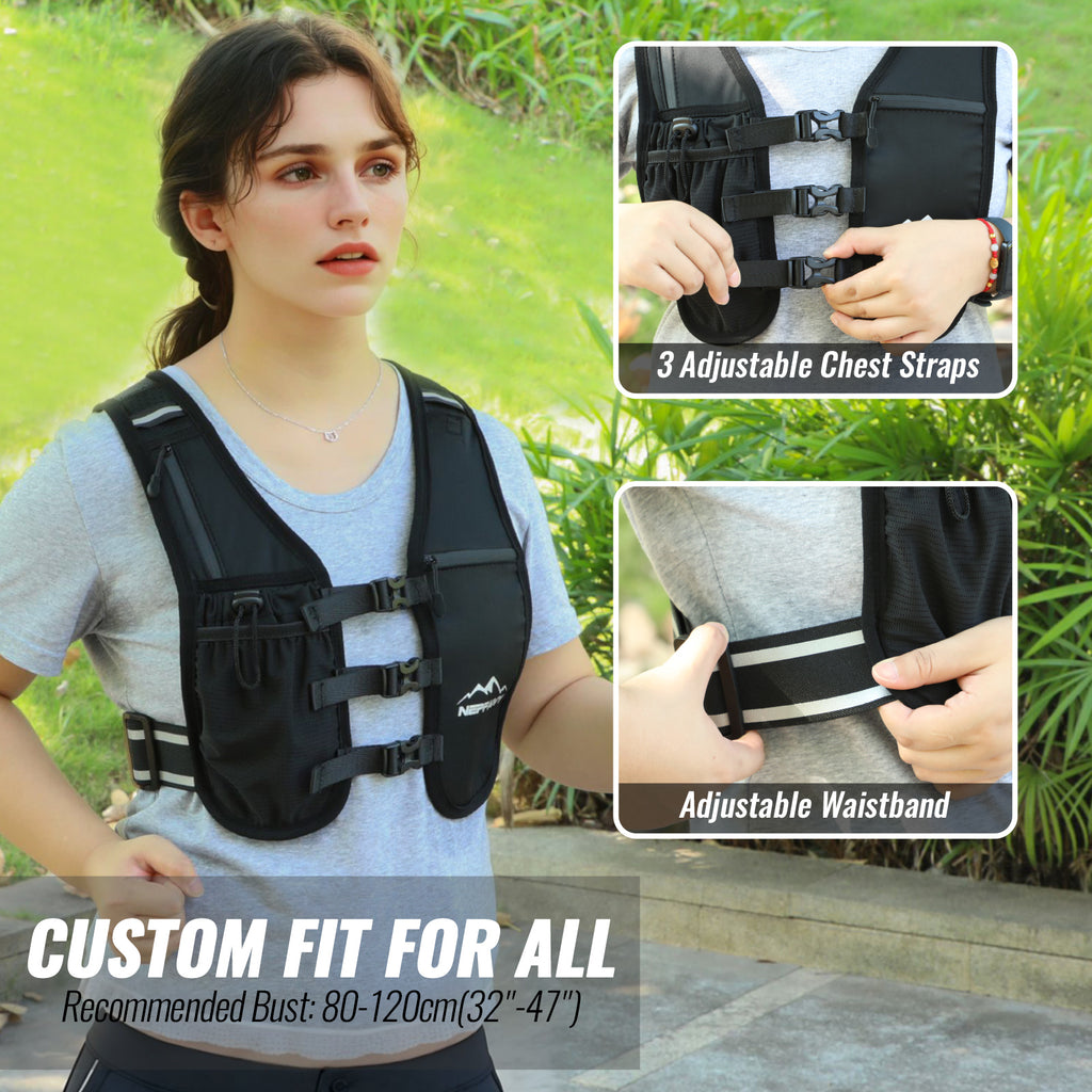 Nepfaivy Running Vest Women And Men  Reflective Running Vest With 6 Pockets  Waterproof Phone Holder  Adjustable Waist & Chest Band  Lightweight Hydration Running Vest For Outdoor Running Cycling