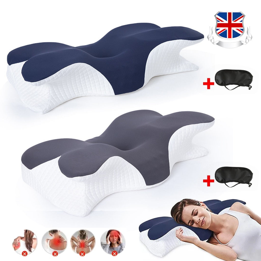 NEW Ergonomic Memory Foam Pillow For Neck Shoulder Pain Relief Sleeping Side Sleeper UK