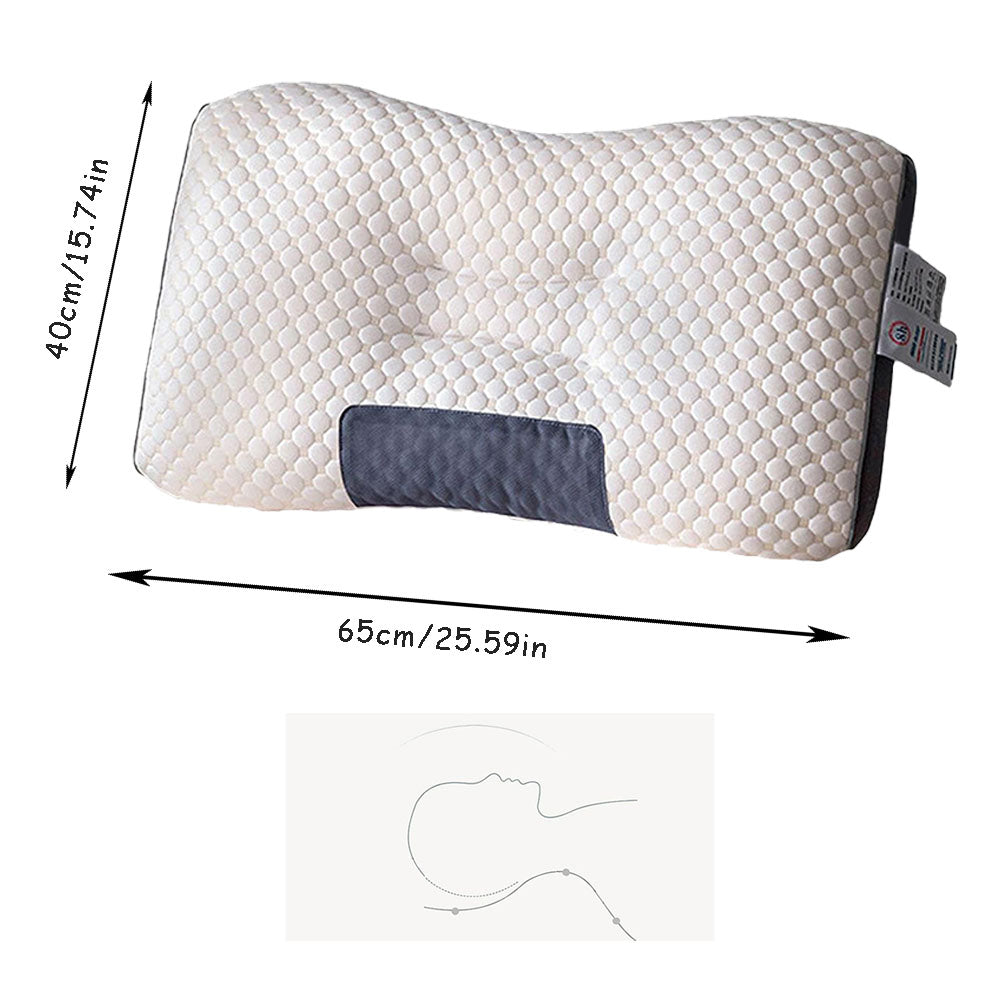 Neck Support Pillow, Ergonomic Contour Support Cervical Pillow,Artificial Cotton, Orthopedic Cervical Pillow For Deep Sleep, White-Grey, 1Pack, Christmas Gifts