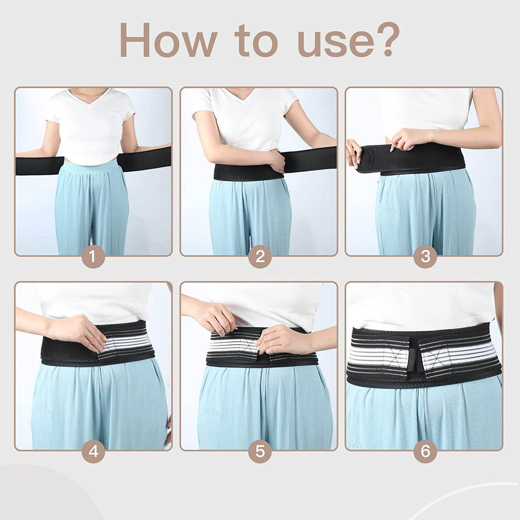 1PCS Sacroiliac Joint Hip Belt, Adjustable Back Support Belly Wrapper, Sacroiliac Hip Support Band, For Women Men, Sciatica Pain Relief, 109CM Black&Grey