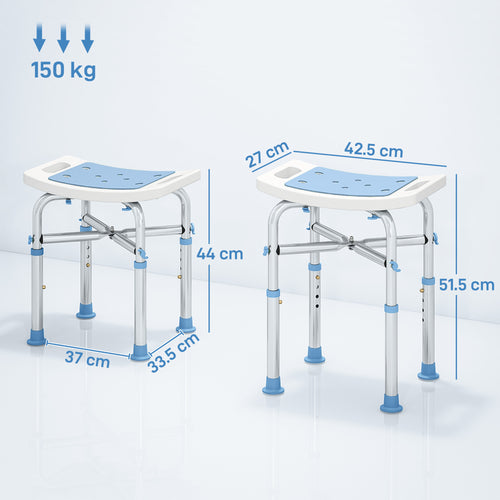 44-51.5cm Aluminium Frame Shower/Bath Stool - Light Blue