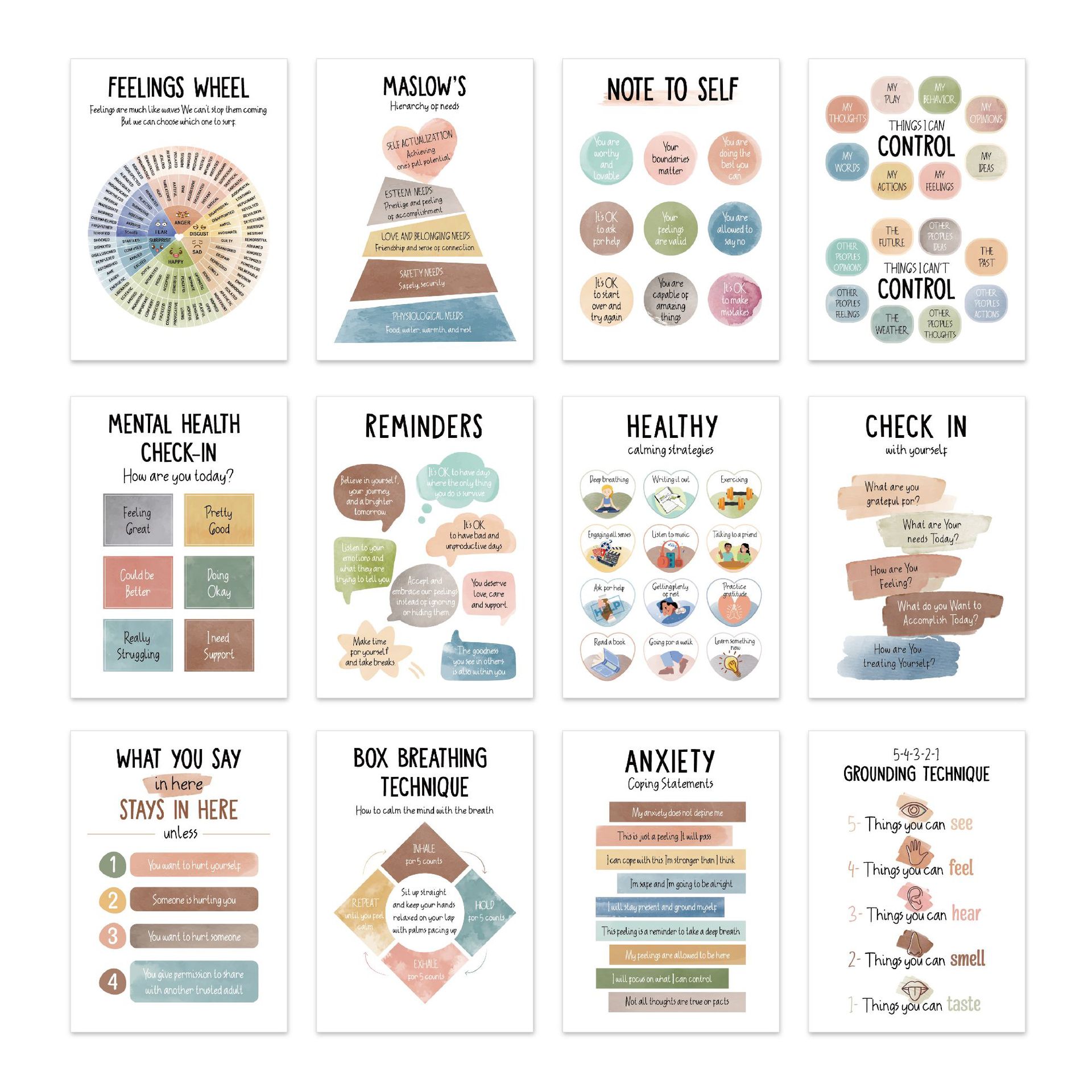 12 Mental Health Posters Office Consulting Room Counselor Education Products